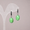 Chrysoprase Natural Stone Earrings, Smooth Barrel Beads, 10x14mm+/- Diameter, 32mm+ Length