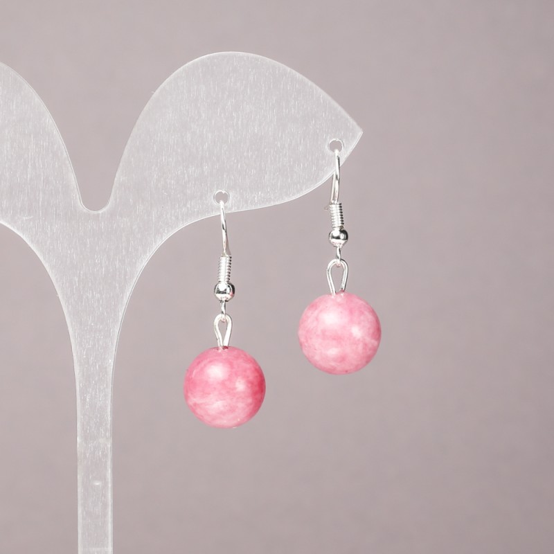 Tourmaline (Synthetic) Earrings, Smooth Round Beads, 12mm+/- Diameter, 33mm+ Length