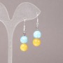 Earrings with Natural Stone Aquamarine and Citrine, diameter 10mm±, length 43mm±
