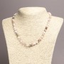 Necklace with Natural Pink Opal Stone, Smooth Ball, Diameter 6mm+/-, Length 45cm+