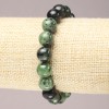 Bracelet on Elastic Band, Natural Zoisite Stone, Smooth Ball, Diameter 10(+/-)mm