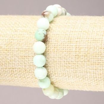 Elastic Bracelet with Natural Chrysoprase Stone, Smooth Round Beads, 8mm+