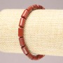 Elastic Bracelet with Natural Red Jasper Stone, Smooth Cylinder Beads, 10x6mm+