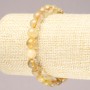 Stretch Bracelet with Natural Rutilated Quartz Stone, Smooth Round Beads, 8mm (+/-)
