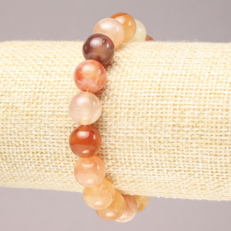 Orange Agate Smooth Bead Stretch Bracelet, 10.5mm+
