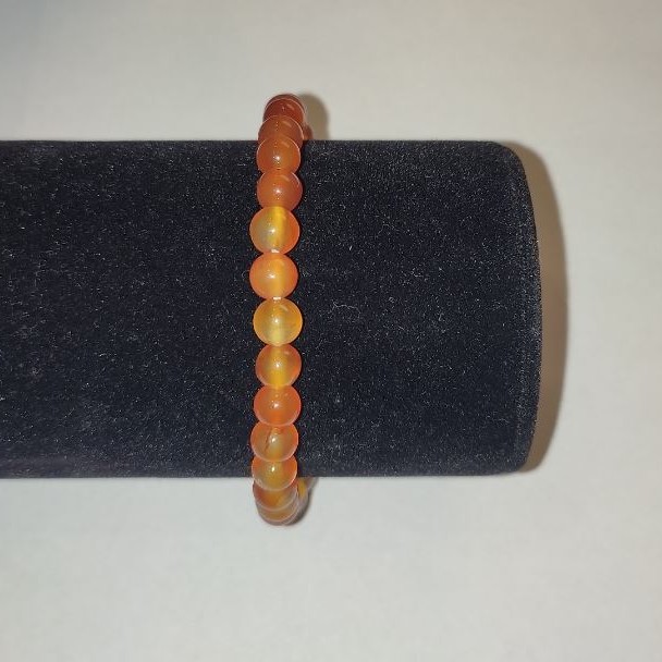 Carnelian Smooth Bead Stretch Bracelet, 6mm+/-