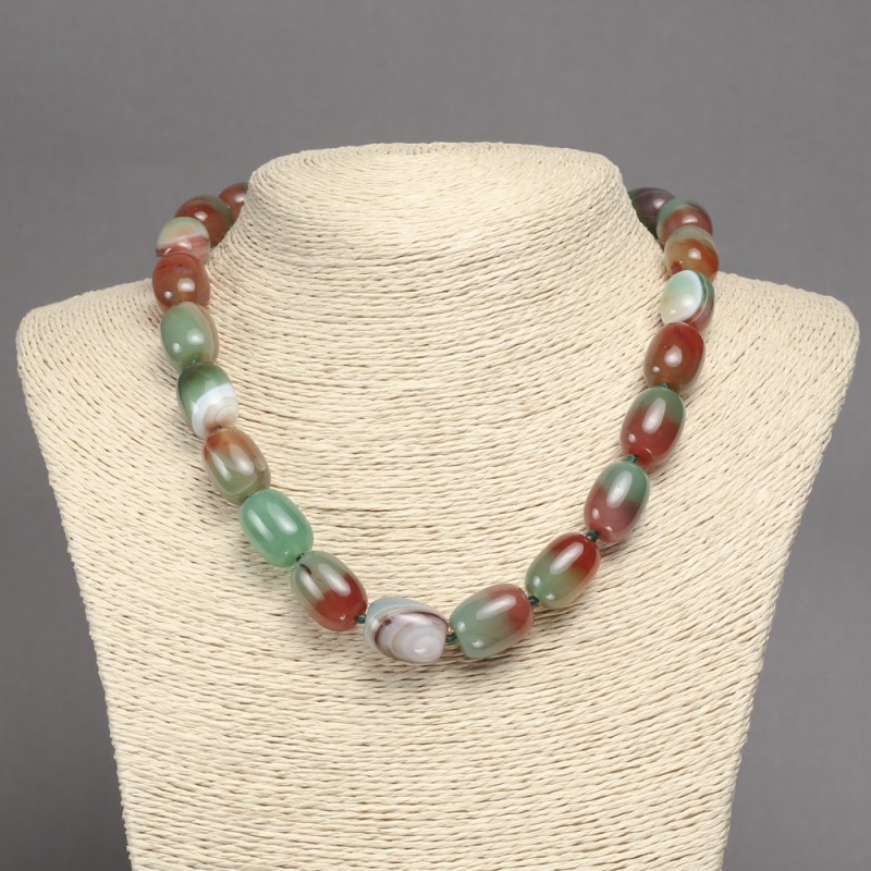 Brazilian Agate Smooth Barrel Bead Necklace, 17x13mm+/-, 45cm+