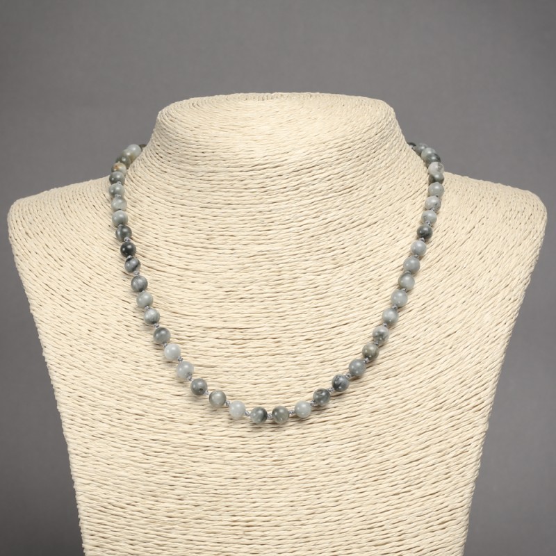 Hawk's Eye Smooth Bead Necklace, 6.5mm+/-, 45cm+