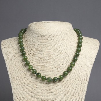 Natural Stone Necklace Canadian Jadeite Smooth Round Beads, Diameter 10mm+-, Length 45cm+