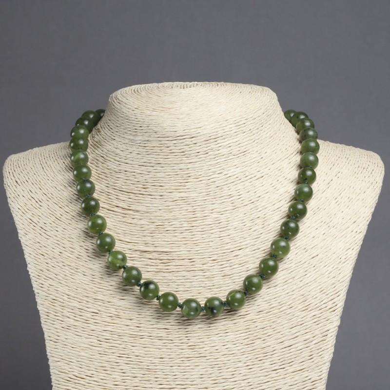 Natural Stone Necklace Canadian Jadeite Smooth Round Beads, Diameter 10mm+-, Length 45cm+