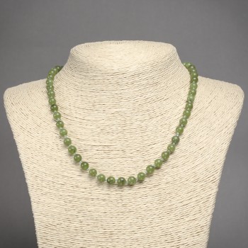 Natural Stone Necklace Canadian Jadeite Smooth Round Beads, Diameter 6.5mm+-, Length 45cm+