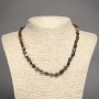 Natural Stone Necklace Bull's Eye, Hawk's Eye, Tiger's Eye Tumbled Beads, Diameter 6x8mm+-, Length 45cm+