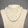 Natural Stone Necklace Larimar Smooth Round Beads, Diameter 8mm+-, Length 45cm+