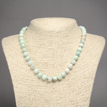 Natural Stone Necklace Larimar Smooth Round Beads, Diameter 8mm+-, Length 45cm+