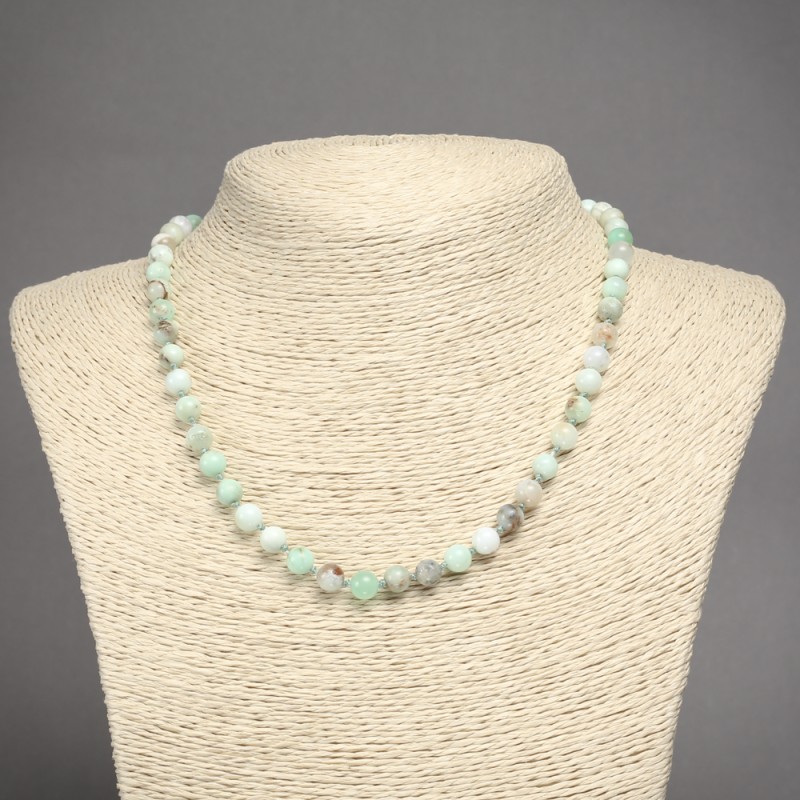 Natural Stone Necklace Larimar Smooth Round Beads, Diameter 6mm+-, Length 45cm+