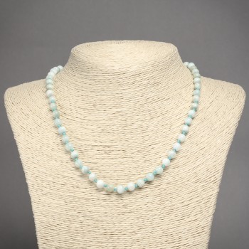 Natural Stone Necklace Larimar Smooth Round Beads, Diameter 6mm+-, Length 45cm+