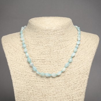Natural Stone Necklace Larimar Tumbled Beads, Diameter 9x7mm+-, Length 45cm+