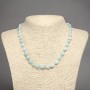 Natural Stone Necklace Larimar Tumbled Beads, Diameter 9x7mm+-, Length 45cm+