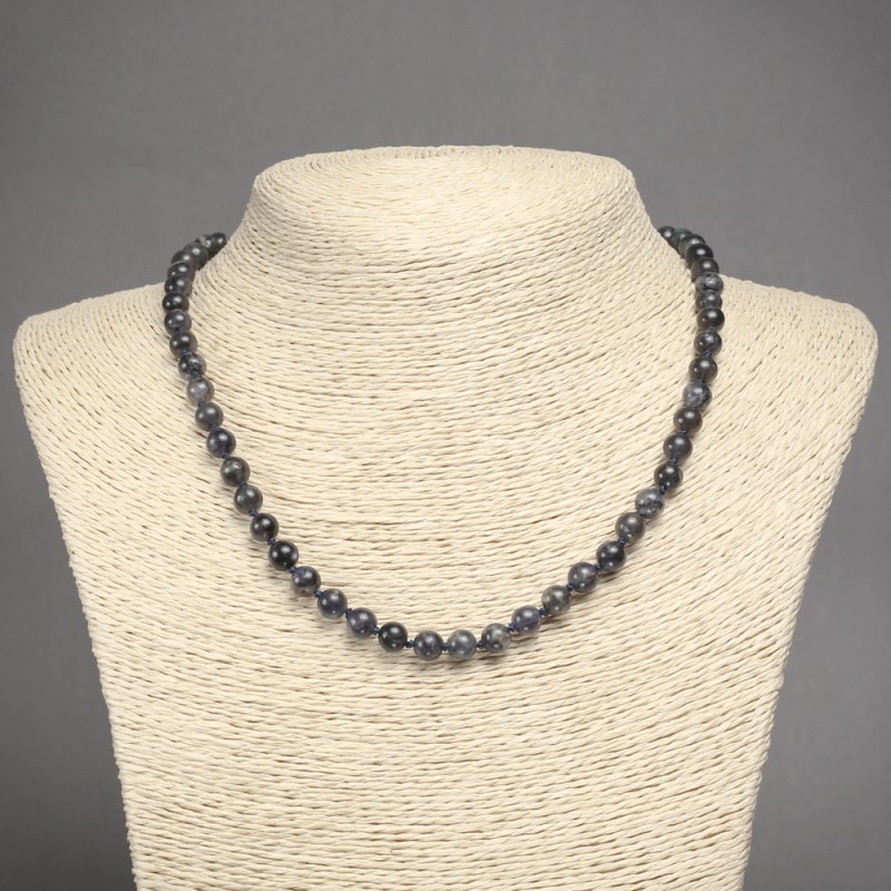 Necklace made of natural Iolite, smooth round beads, diameter 6.5mm+/-, length 45cm+