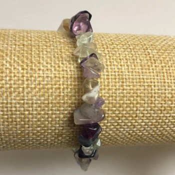 Elastic Bracelet with Fluorite Chips, diameter 7(+/-)mm