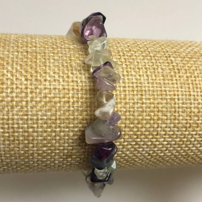 Elastic Bracelet with Fluorite Chips, diameter 7(+/-)mm