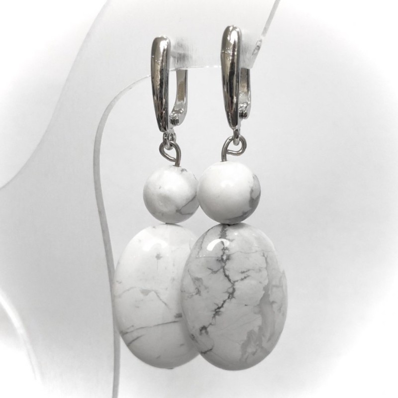 Kaholungh Natural Stone Earrings, 10mm diameter beads, 24×18mm±, length 50mm±