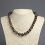 Necklace made of natural Smoky Quartz, smooth round beads, diameter 12mm+/-, length 45cm+
