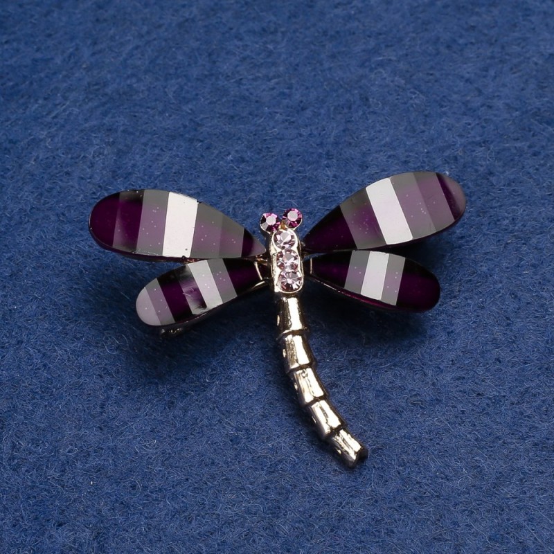 Dragonfly Brooch Gold-Tone Metal 4x3.5cm+