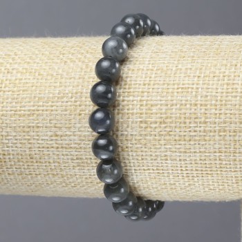 Stretch Bracelet Natural Labradorite Smooth Round Beads, Diameter 8(+-)mm