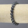 Stretch Bracelet Natural Labradorite Smooth Round Beads, Diameter 8(+-)mm
