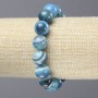 Stretch Bracelet Blue Agate Smooth Round Beads, Diameter 12mm+