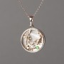 Xuping Chain 18K Gold Plated with Mother-of-Pearl Pendant, Green Enamel 15mm +/-, Thickness 0.5mm +/-, Length 48cm +