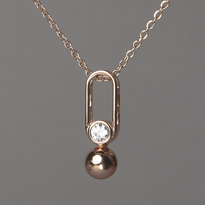 Xuping Chain 18K Gold Plated with White Rhinestone Pendant 23x7mm +/-, Thickness 1.6mm +/-, Length 45-50cm +