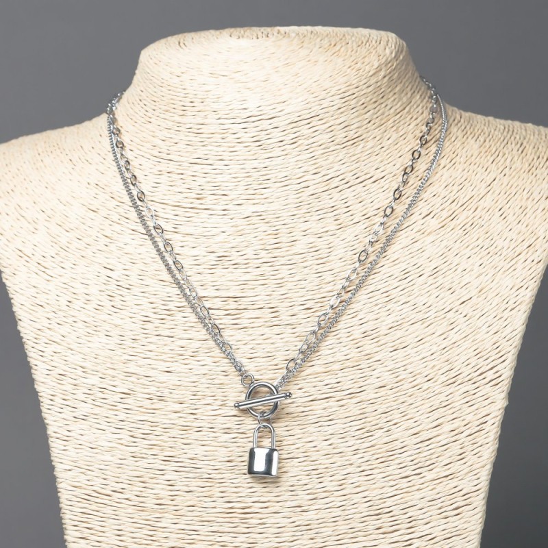 Xuping Rhodium Chain with Pendant (Clasp), Thickness 3 and 1.8mm +/-, Length 44cm +