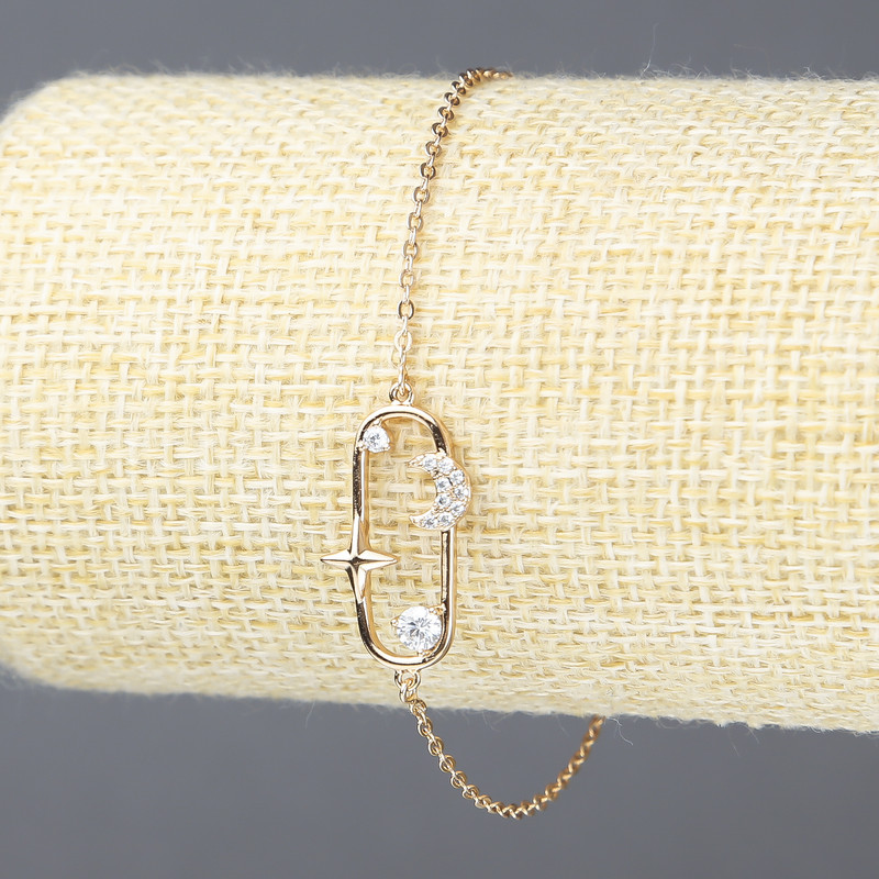 Xuping Bracelet, 18K Gold Plated with White Rhinestones, Thickness 1.5mm +/-, Length 17-20cm +