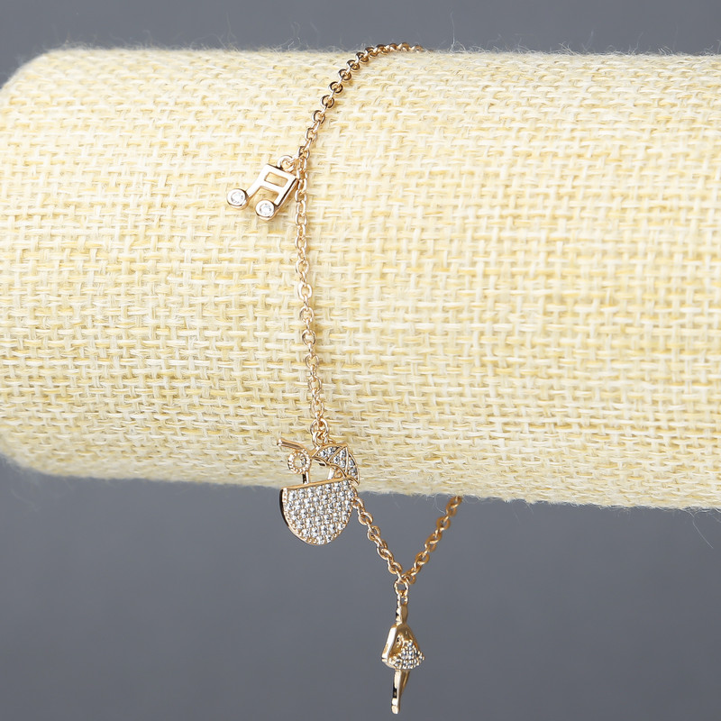 Xuping Bracelet, 18K Gold Plating with White Rhinestones, Thickness 1.5mm +/-, Length 18-21cm+