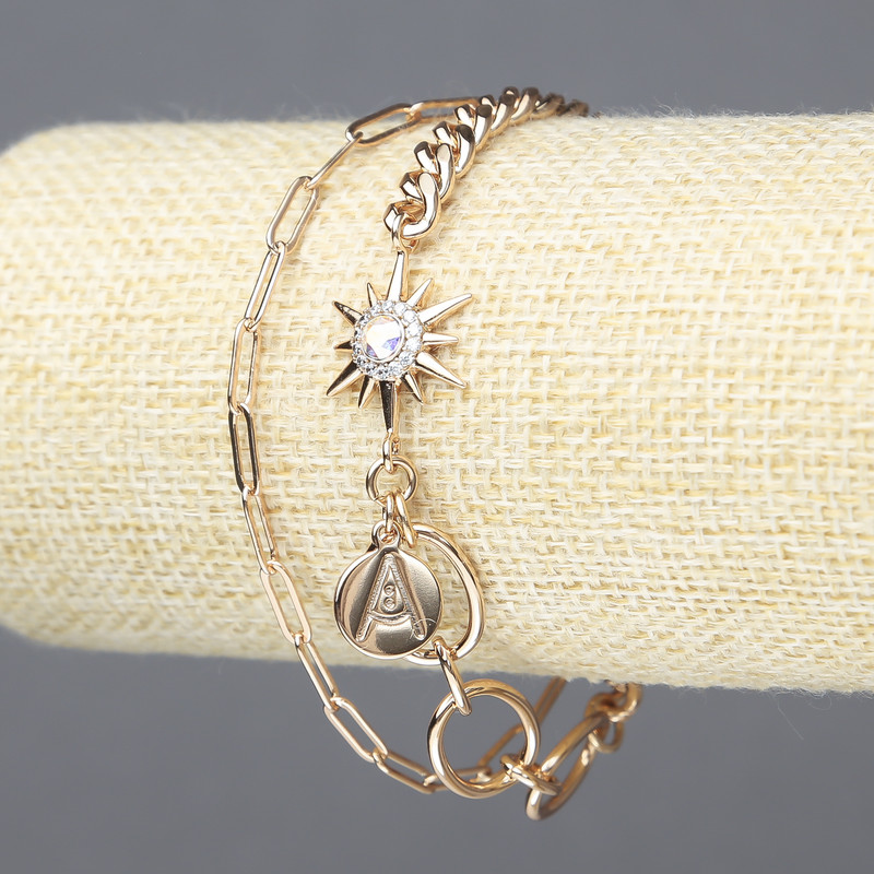 Xuping Bracelet, 18K Gold Plating with White Rhinestones, Max Width 11mm +/-, Length 18-21cm+