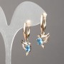 Earrings Xuping 18K Gold Plating with white rhinestones and blue crystals 34×12 mm +