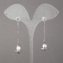 Earrings Xuping Rhodium with White Rhinestones and Pearls 15x11mm + -, length 50mm + -, thickness 1.1mm +