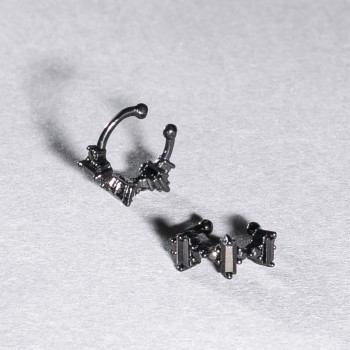 Cafe Xuping Black Rhodium with Black Rhinestones and Black Crystals 5x12mm +