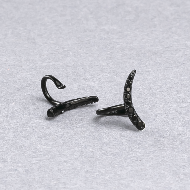 Caf Xuping Black Rhodium with Black Rhinestones 10x12mm +