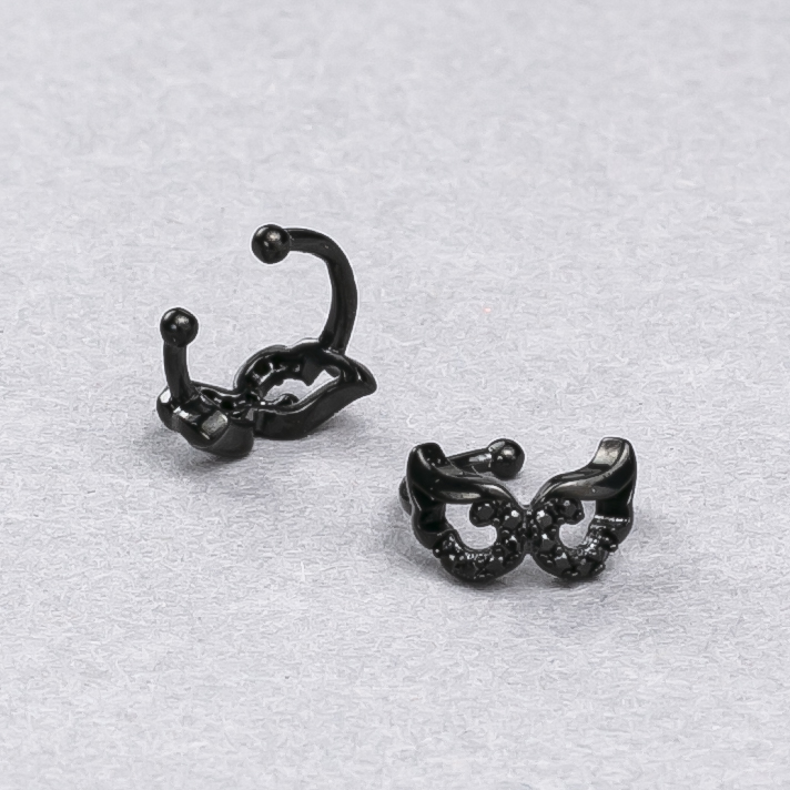 Cafe Xuping Black Rhodium with Black Rhinestones 6x10mm +