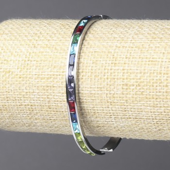 Xuping Rhodium Bracelet with Multicolored Crystals, 5mm thick + -, diameter 63x54 cm +