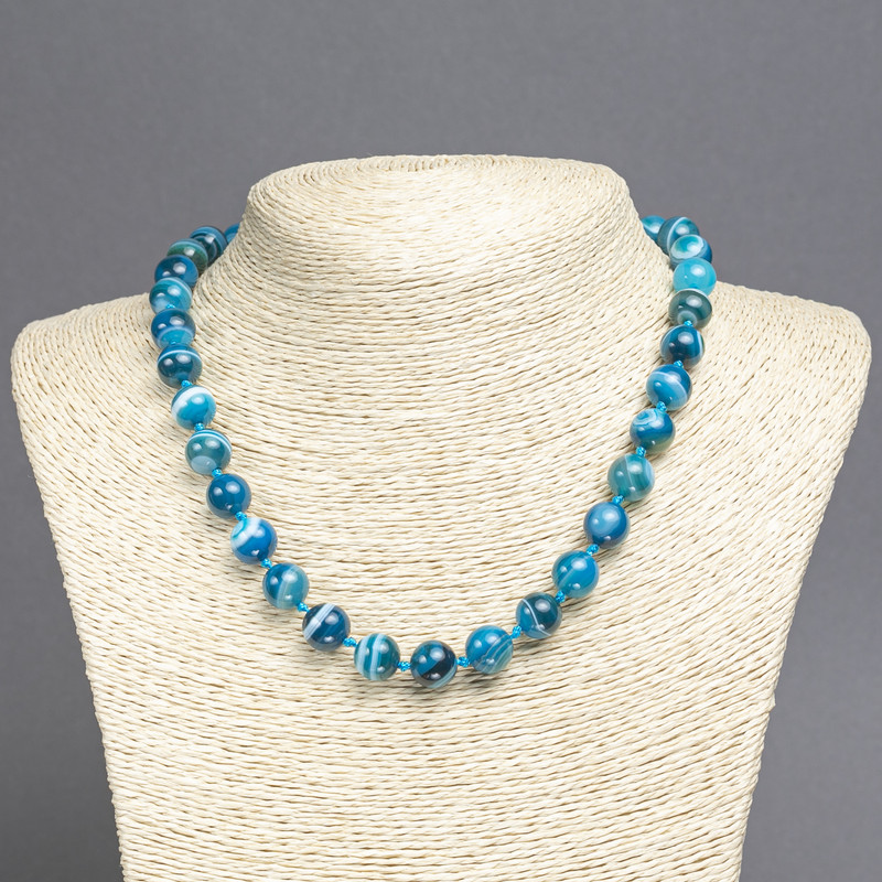 Blue Agate Smooth Round Beads on a Strand, 10mm Diameter +/-, 45cm Length+