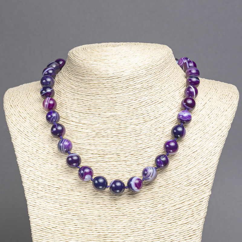 Purple Agate Necklace, 12mm+- Diameter, 45cm+ Length
