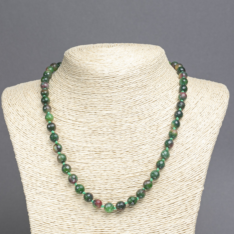 Green Jasper (Synthetic) Faceted Bead Necklace, Diameter 8mm+/-, Length 45cm+