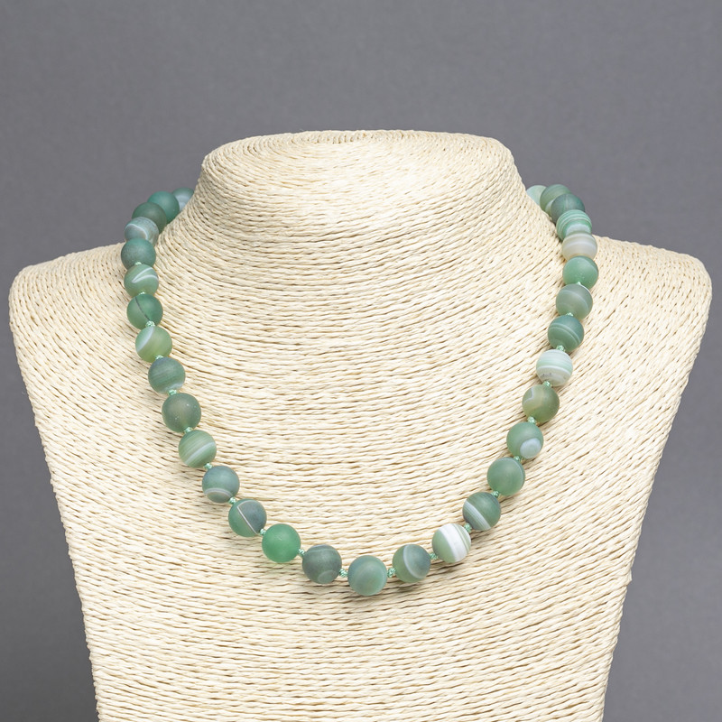 Natural Green Agate Matte Beads on a Strand, 10mm Diameter +/-, 45cm Length+