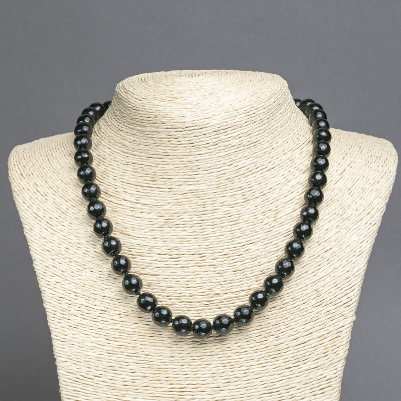 Faceted Agate Bead Necklace, 10 mm diameter (±), length 45cm+
