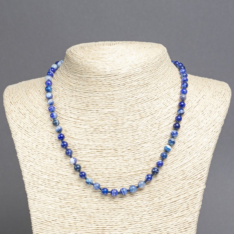 Blue Agate Beads, 8mm diameter, 45cm length