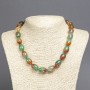 Brazilian Agate Necklace on Thread, Smooth Oval Beads 16x12 mm, Length 45 cm